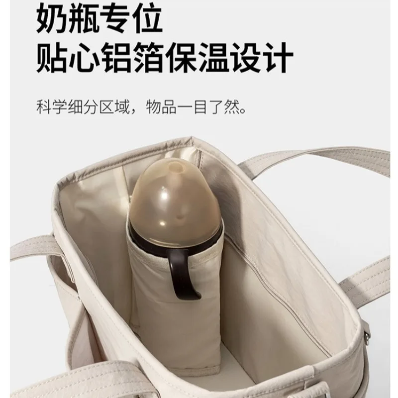 Large Capacity Handheld Mommy Bag Korean Style Canvas Backpack Diapers Bottles Maternity Fashionable Mommy Bag Pure Color Polyes