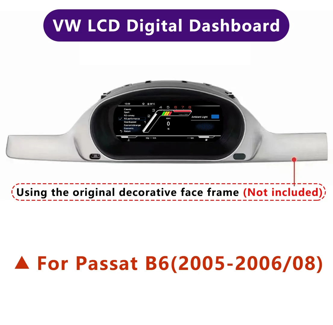 JT Latest Original Car LCD Digital Cluster Virtual Cockpit Speed Meter Dashboard For VW For Passat For CC For B6 For B7 2007-201