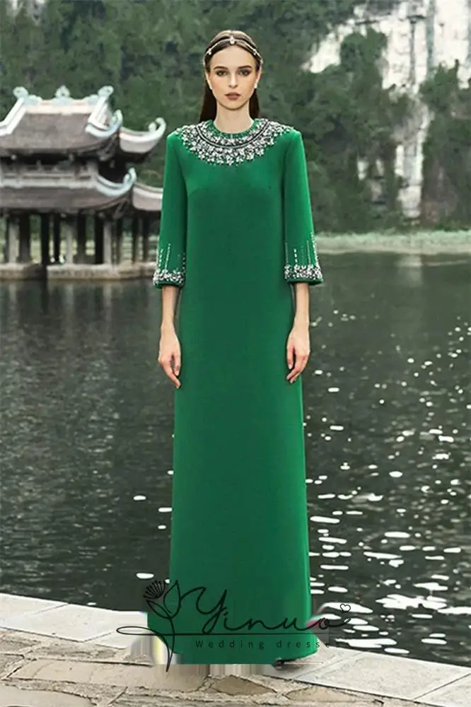 Robe de Soirée Longue et Élégante à Col Rond pour Femme, Tenue de Bal pour les Occasions Spéciales, Tout ce qui est possible à Dubaï, 2025