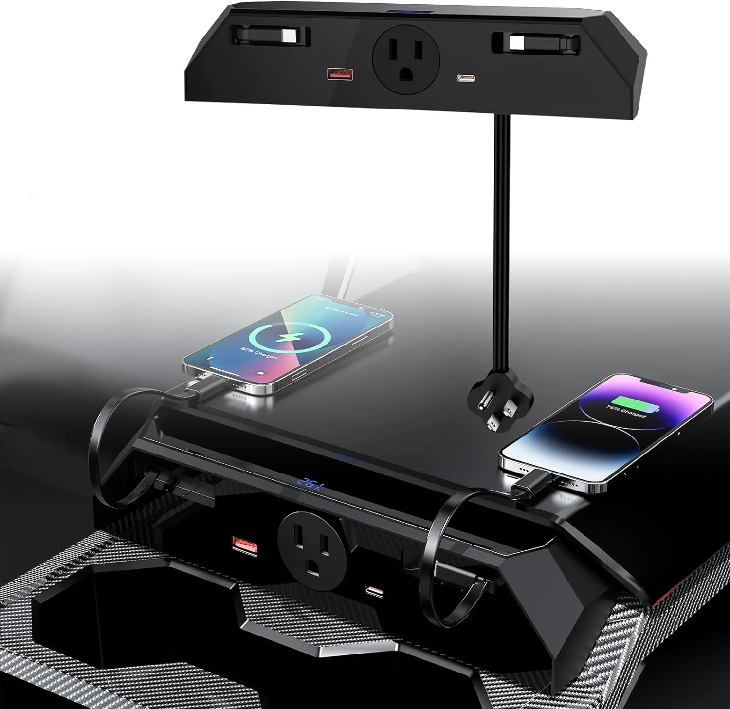 

USB-концентратор зарядного устройства для Tesla Cybetruck с розеткой переменного тока 110 В, 30 Вт PD/QC, аксессуары для быстрой зарядки телефона, центральной консоли, док-станции