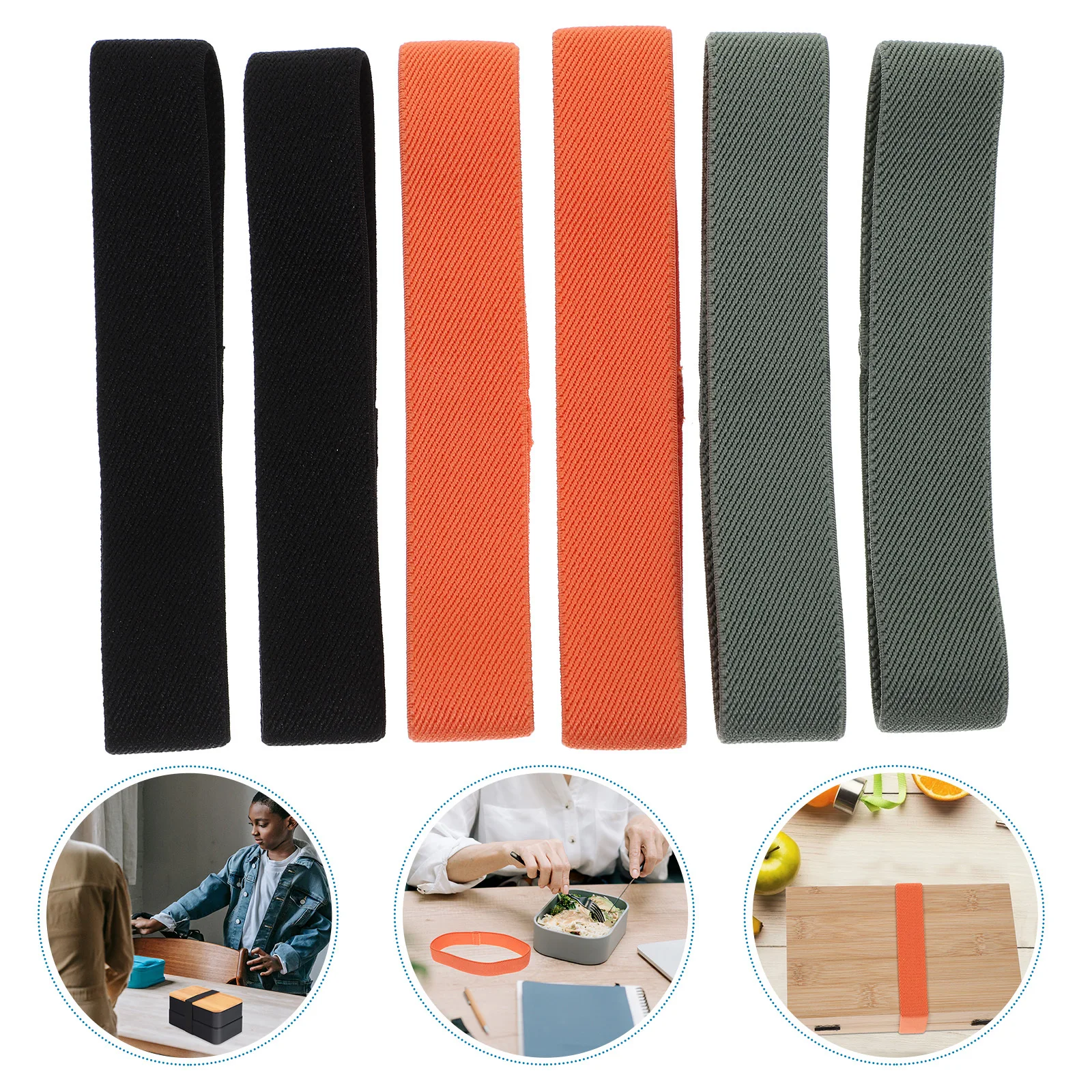6 Stück Nylon-Bento-Box-Bänder, elastische Riemen für Lunchbox, sicherer Verschluss, hohe Elastizität und Haltbarkeit, elastisches Band