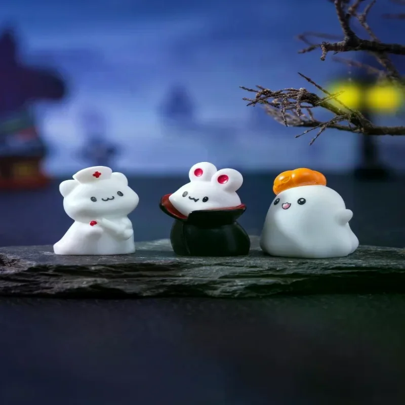 Figurines miniatures en forme de citrouille fantôme, 4/8 pièces, Micro paysage d'halloween, artisanat en résine, Mini ornements de jardin féerique