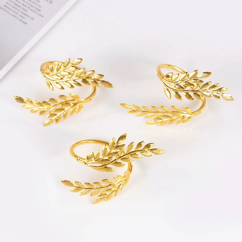 3/6pcs Gold Leaf Napkin Rings Fall Napkin Holder for Christmas Thanksgiving Wedding Dinnig Table Decoration Party Supplies