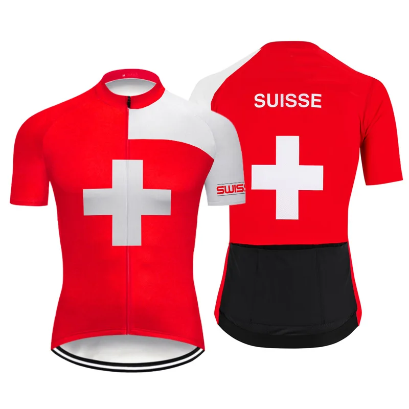 Bike Jersey Short Sleeve Wear Cycling Race Road Top Bicycle Downhill MTB Clothes Swiss National Suisse Shirt Motocross Jacket