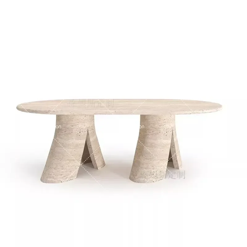 Wabi Sand Wind Light Luxury Natural Travertine Coffee Table Modern Simple Model Room Small Unit Rectangle Coffee Table