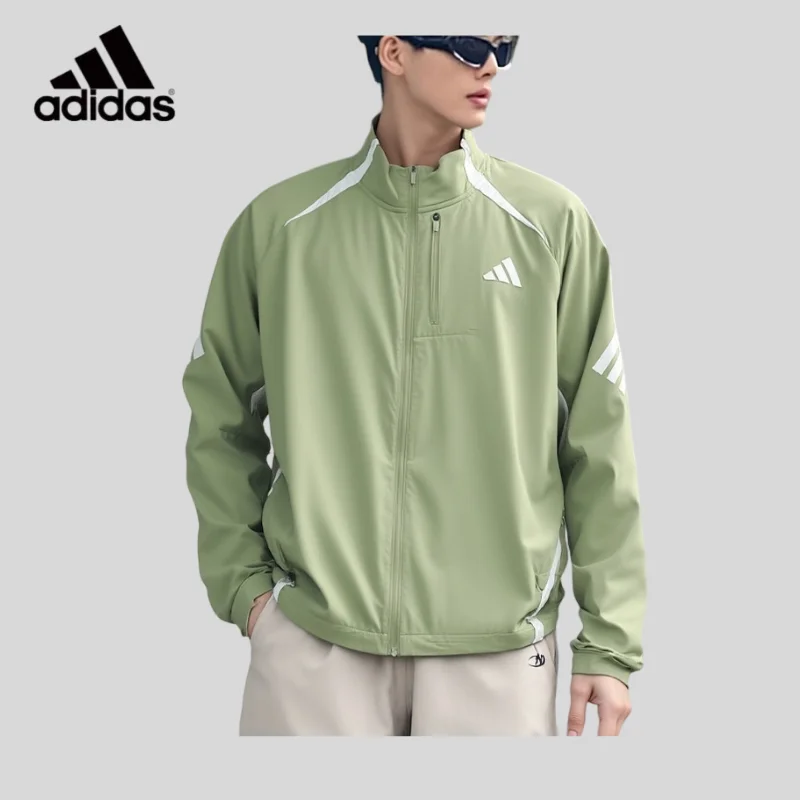 Adidas, Sports Woven Windproof Jacket Men's Casual Style Stand-up Collar Zipper Jacket Top KS3260