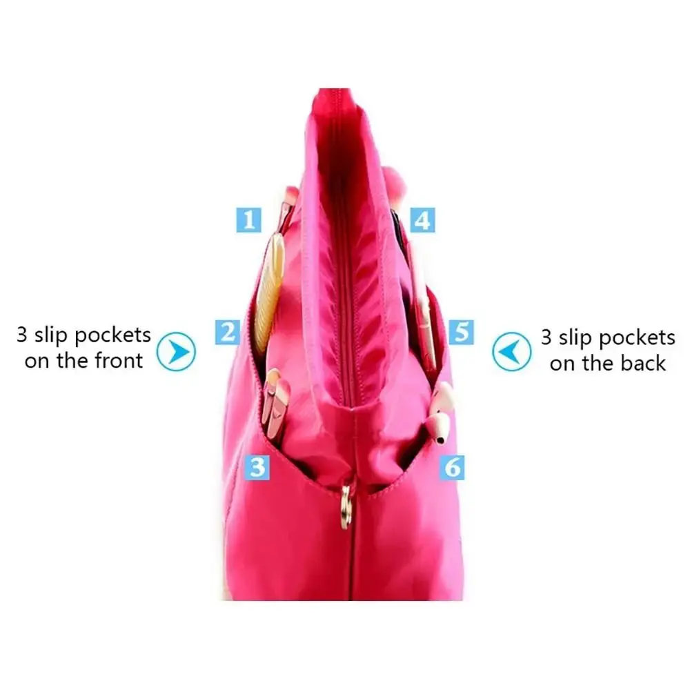 Cosmetic Organizer Insert Bag Storage Bags Multifunctional Multi-Pocket Handbag Solid Color with Zipper Inner Bag Women