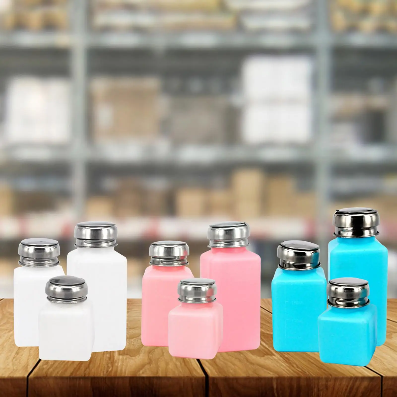Empty Liquid Bottle Leakproof Press Pump Cosmetic Dispenser for Toner Alcohol Acetone and Manicure Station view 3