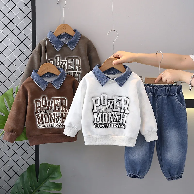 

Boys Clothes Sets Spring Autumn 2025 Children Casual Polo Swearshirts Denim Pants 2pcs Sports Suit For Baby T-shirts Outfits Kid