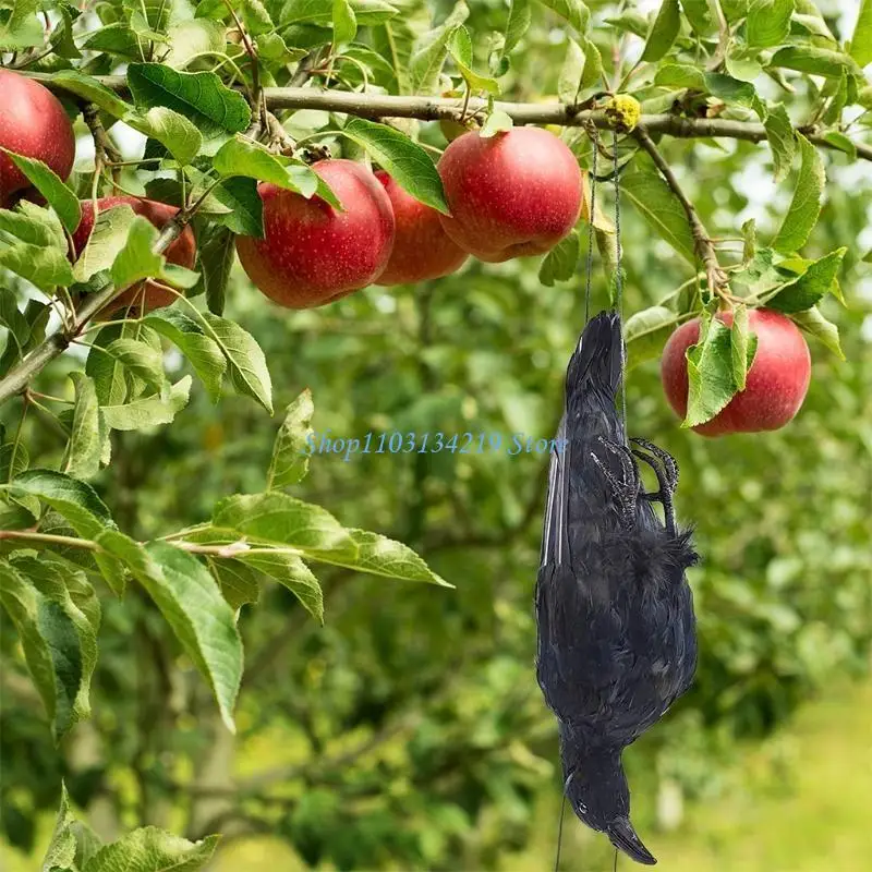 N5KC Halloween Decor Large Black Feathered Crows for Garden Bird Deter