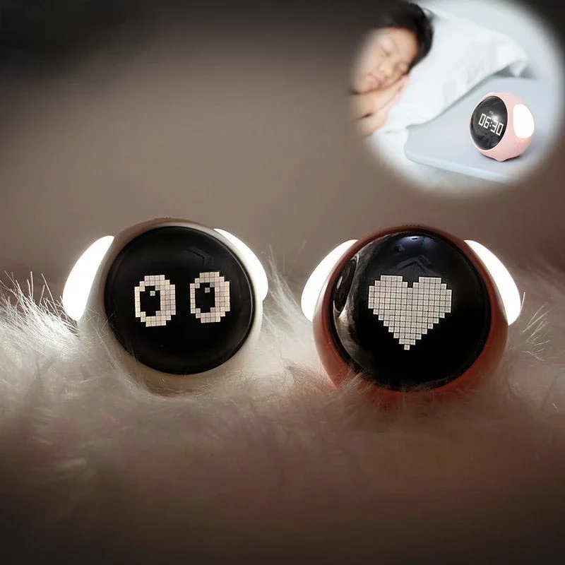 Réveil à Commande Vocale Multifonctionnel pour Enfant, Veilleuse Snooze, Rechargeable, Créative