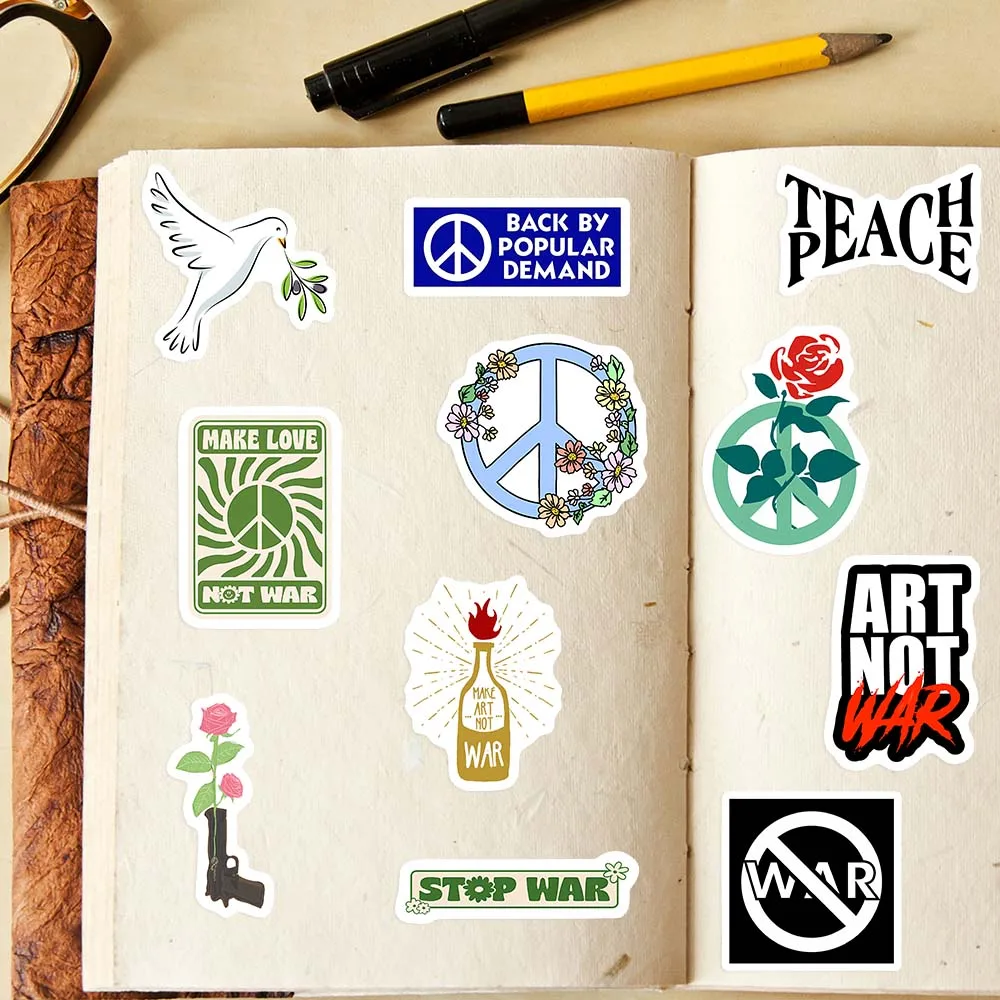 Anti War Stickers Stop War Peace Love Dove Hippie DIY LOGO Sketch Gift Phone Laptop Scrapbooking Waterproof Stickers