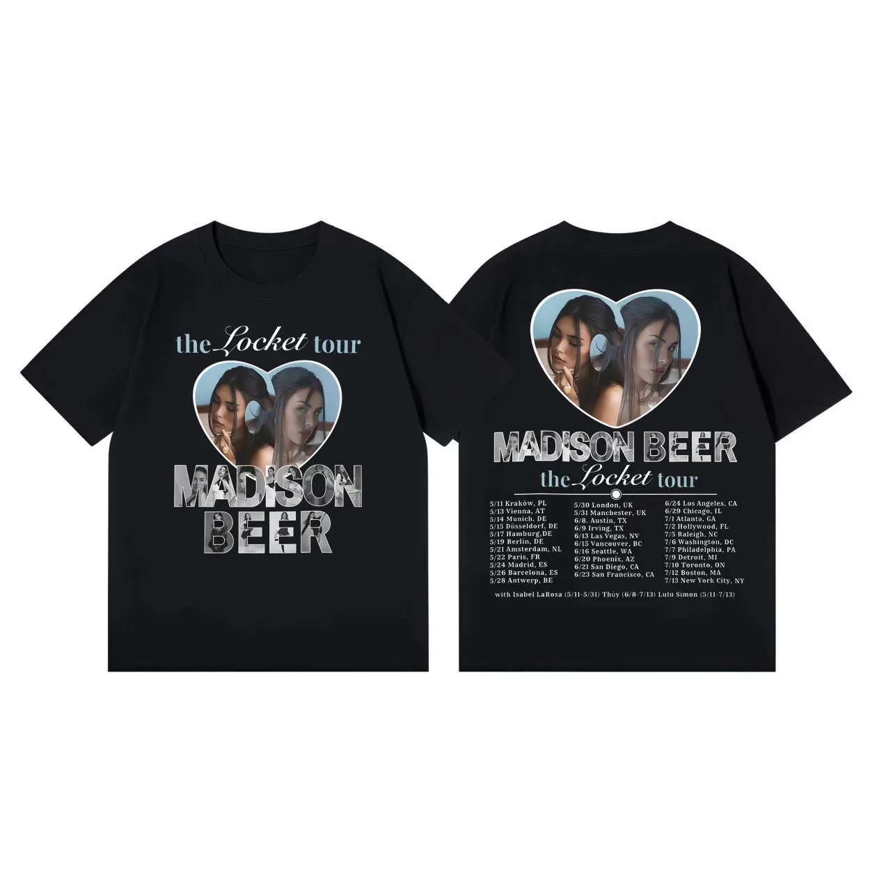 

Singer Madison Beer The Locket Tour 2026 T-shirts High Quality Fashion Short Sleeve T Shirt Men Women Casual Oversized T-shirt