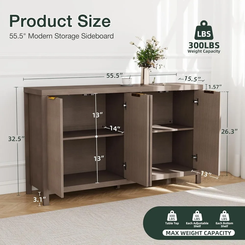 خزانة جانبية للتخزين مقاس 55 بوصة مع بوفيه وبار النبيذ تتميز بالمطبخ والمدخل وغرفة المعيشة #6