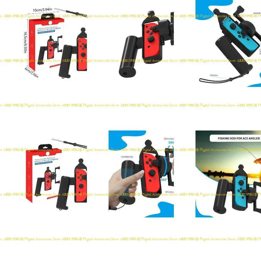 

E21E Somatosensory Game Handgrip Controller Holder Fishing Rod Hand Grip 360 Degree Rotation Rotors Part for Switch