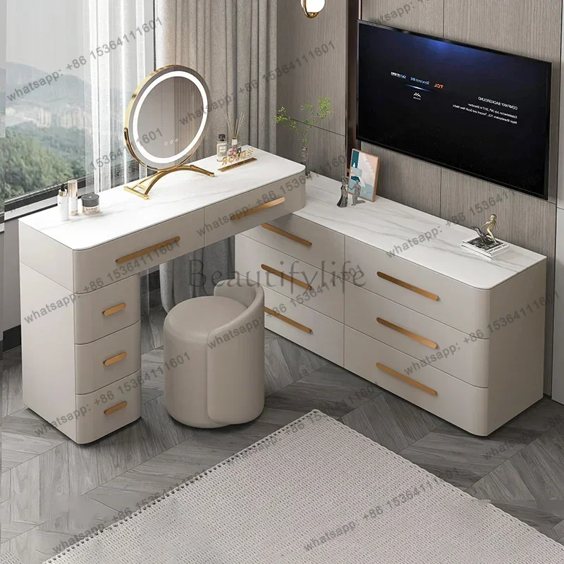 LS Dressing  Vanity Headdresses Cabinets For Living Room Suspended Headband Comfortable Pink Vanity Dressing Table With Mirror