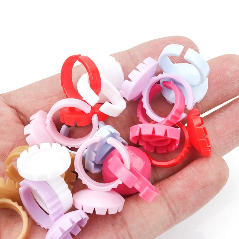 50 stücke Einweg Wimpern Verlängerung Kleber Ring Tasse Lash Lifting Kleber Tablett Pfropfen Falsche Wimpern Kleber Palette Make-Up-Tool