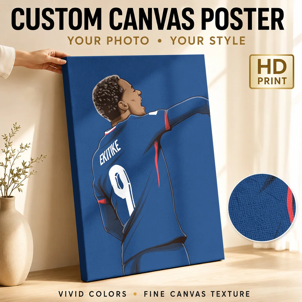 Henrik Larsson Number 7 Jersey Framed Canvas Poster Collector Style Wall Decor With Customized Photo For Man Cave Ideal Fan Gift