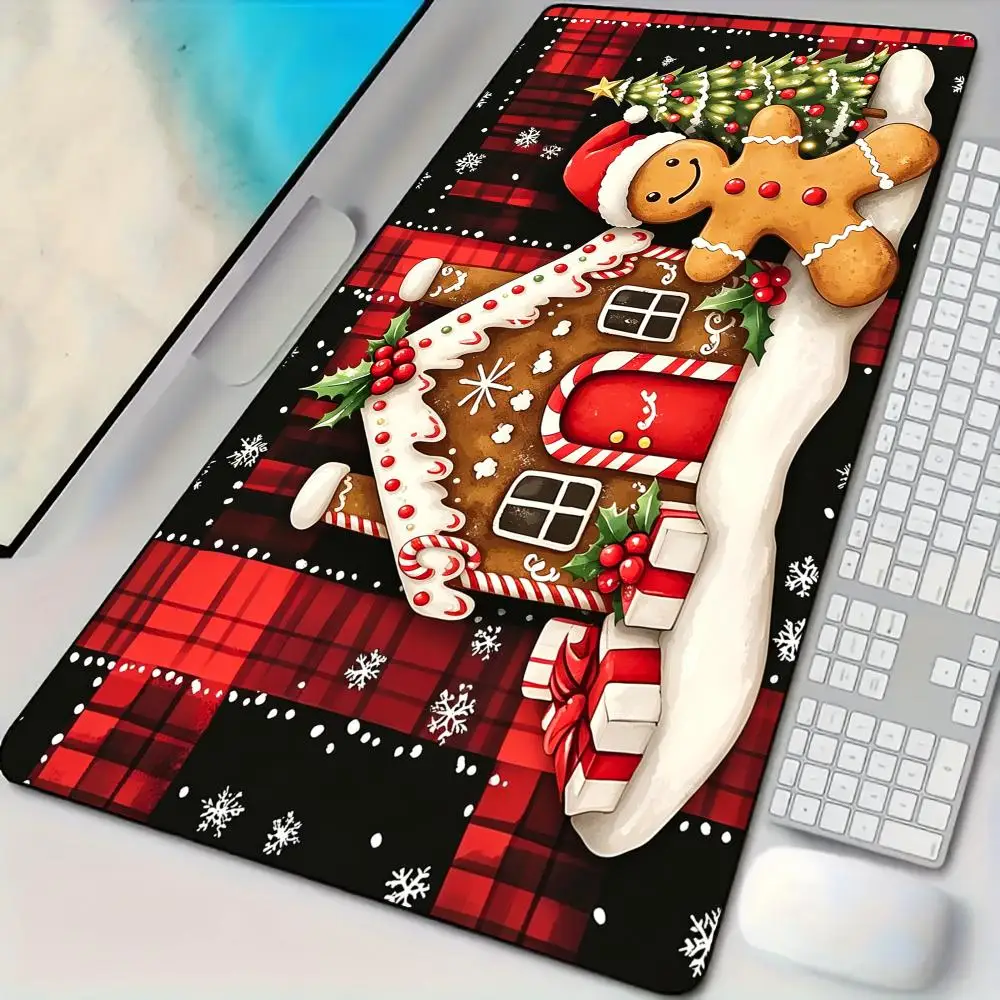 Happy Gingerbread Man Mouse Pad Desk Mat Large Computer Office Carpet XXL Mousepad Gamer Gaming PC Accessories Keyboard Rug