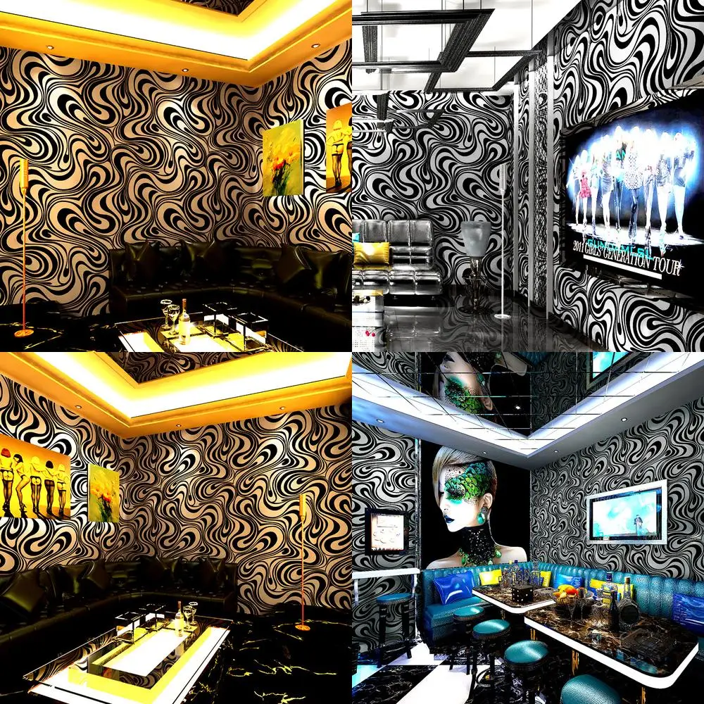 

KTV Wallpaper 3D Reflective Foil Wallcovering for Bar Themed Room Hallway Corridor Background