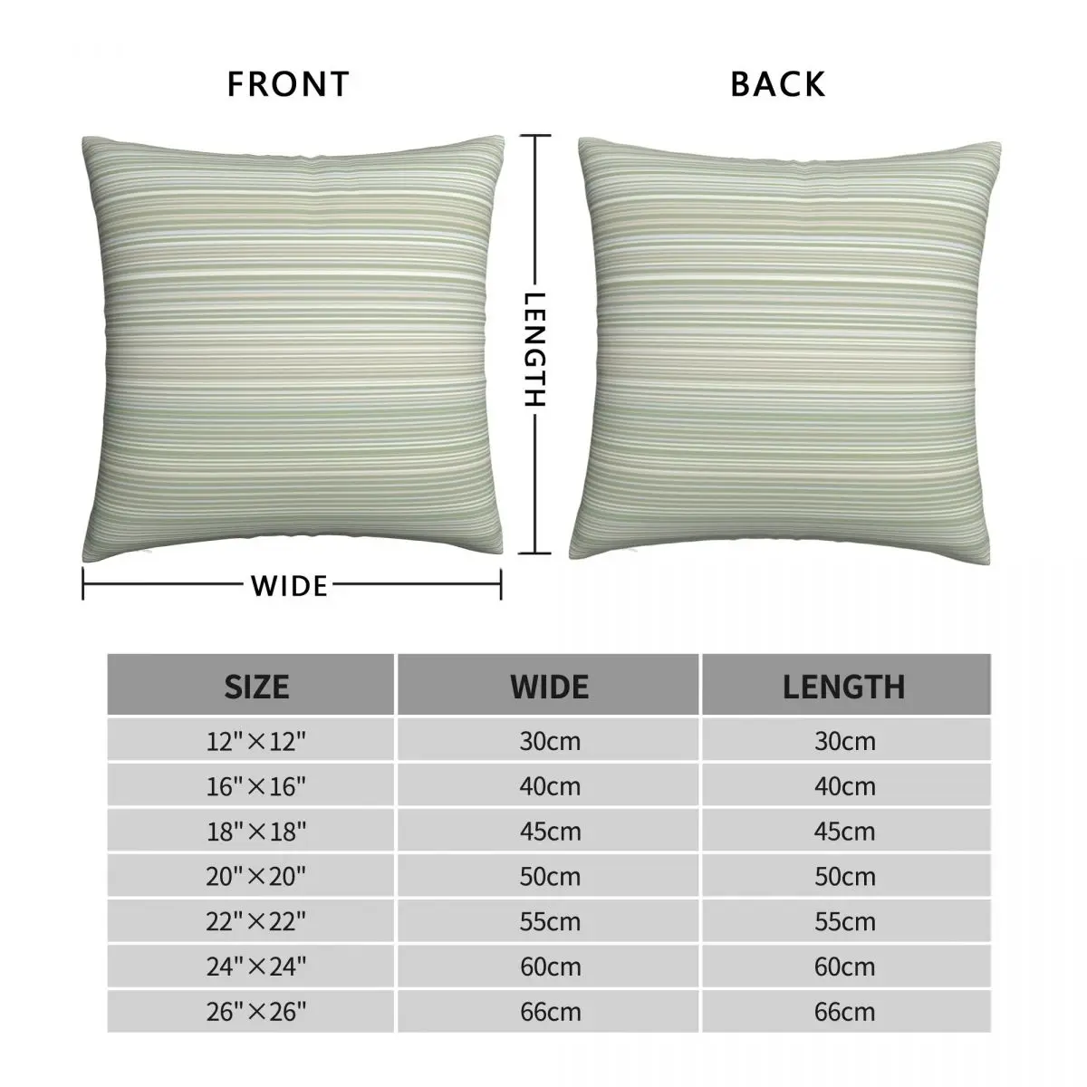 Fine Stripes Sage Green Pillowcase Polyester Linen Velvet Pattern Zip Decor Throw Pillow Case Bed Cushion Cover