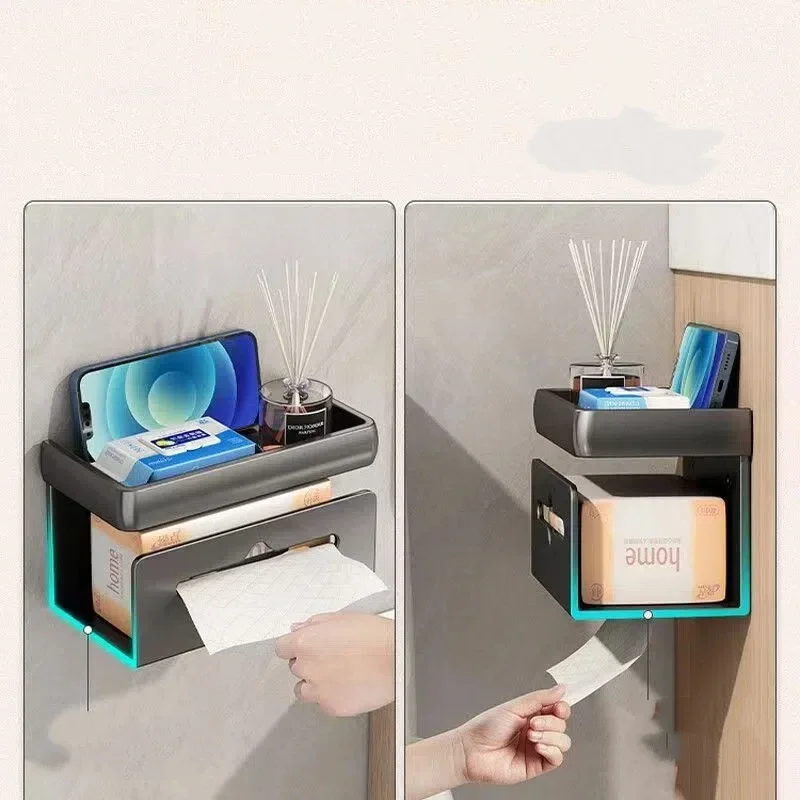 

Настенный держатель для туалетной бумаги из алюминиевого сплава для ванной комнаты, настенный держатель для рулонной бумаги, аксессуары для хранения духов, мобильных телефонов