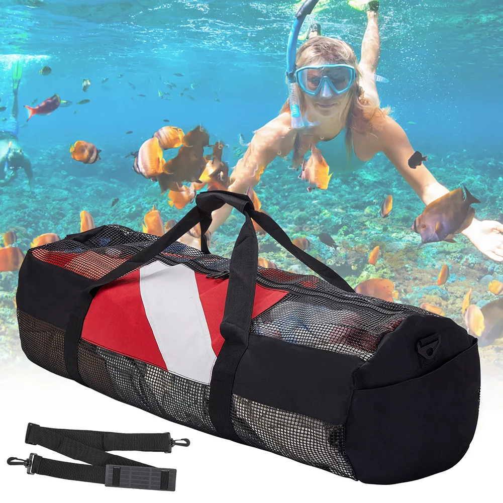 Extra Large Swimming Beach Storage Bag Portable Scuba Diving Mesh Tote with Adjustable Shoulder Strap for Travel Gym Workout