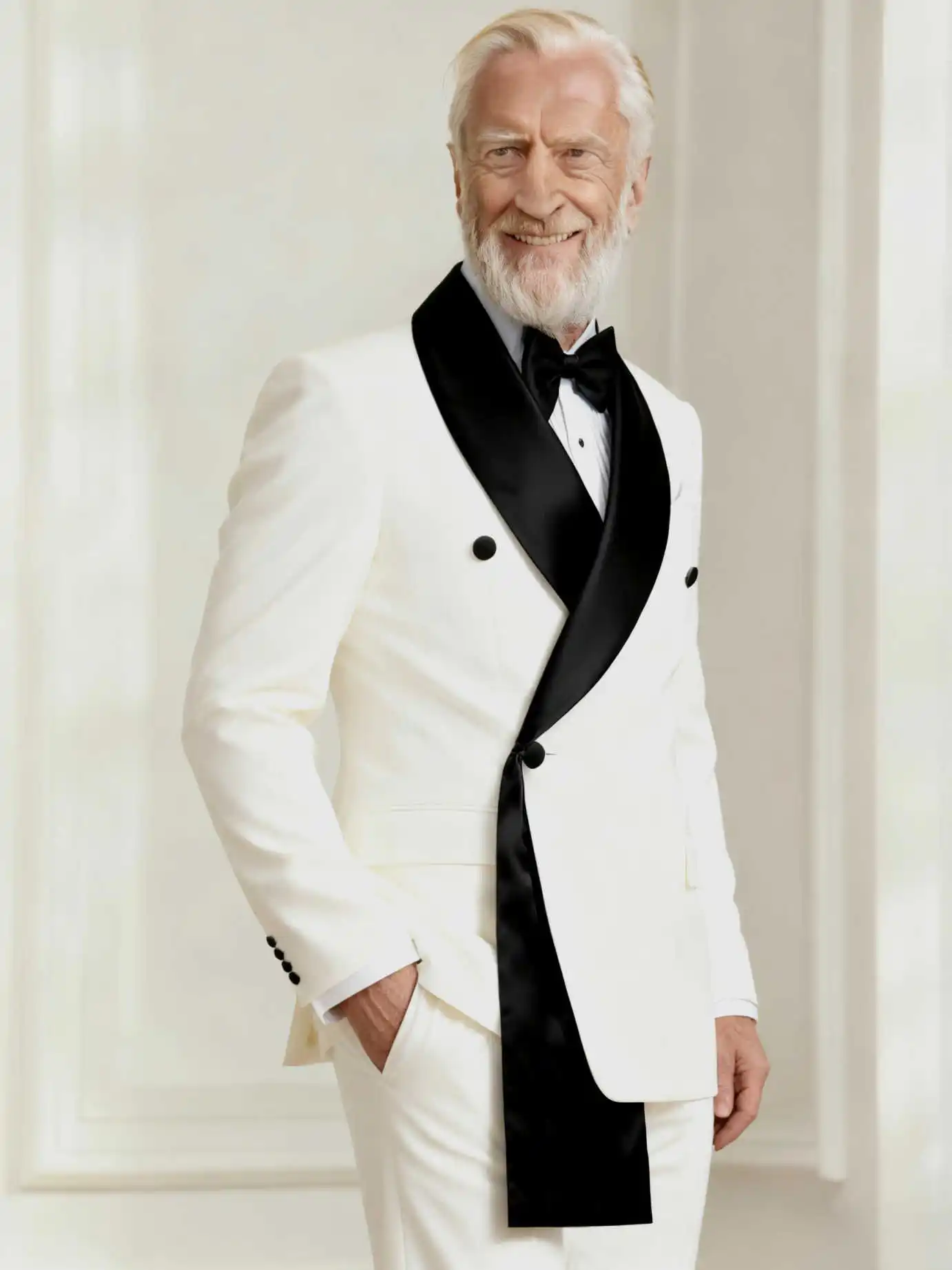 حار بيع الرجال الياقة غير النظامية أبيض وأسود تقسم زر واحد البدلة سترة جديدة الرجال معطف قطعة واحدة #6