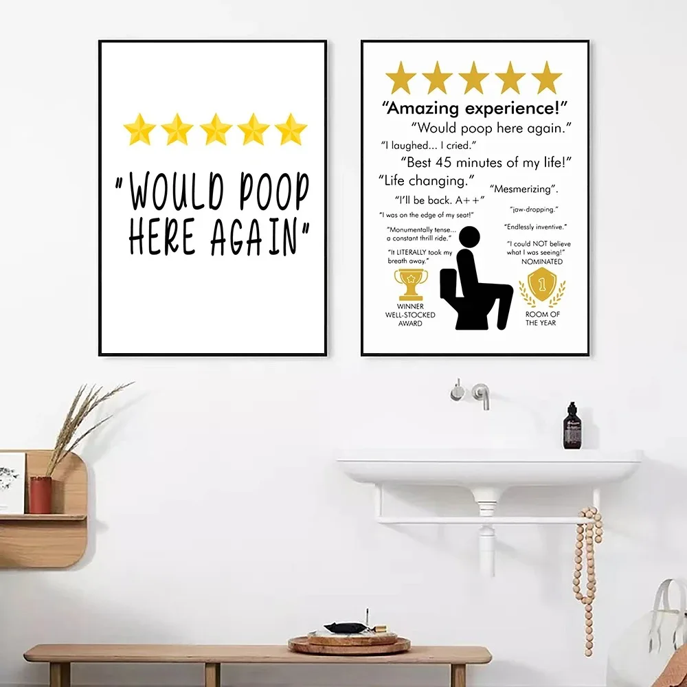 Toilet Humour Bad Smell Cute Line Wall Art Canvas Painting Funny Bathroom Rules Sign Posters Prints Pictures Bathroom Home Decor