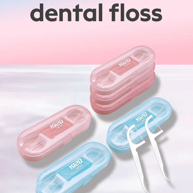 10 Pcs/Box Floss Toothpick Set Interdental Brush Dental Floss Pick Portable Toothpick Floss Teeth Cleaner With Storage Tube