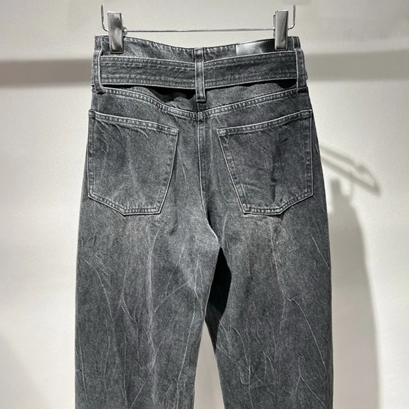 Damenjeans 2026 Frühjahr neue Low-Waist-Slim-Fit-Hose mit geradem Bein Gürteldekoration Baumwolle Hose mit geradem Bein Damenhose