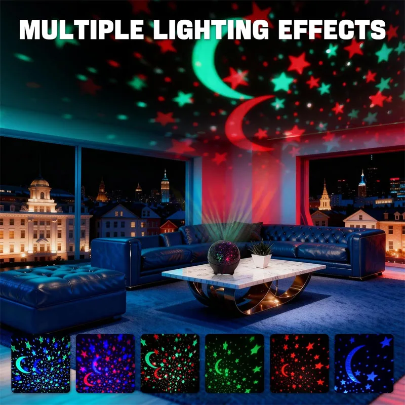Night Light for Kids Star Projector 360 Degree Rotation Color Changing with USB Cable Lamp for Bedroom Ceiling Atmosphere Decor