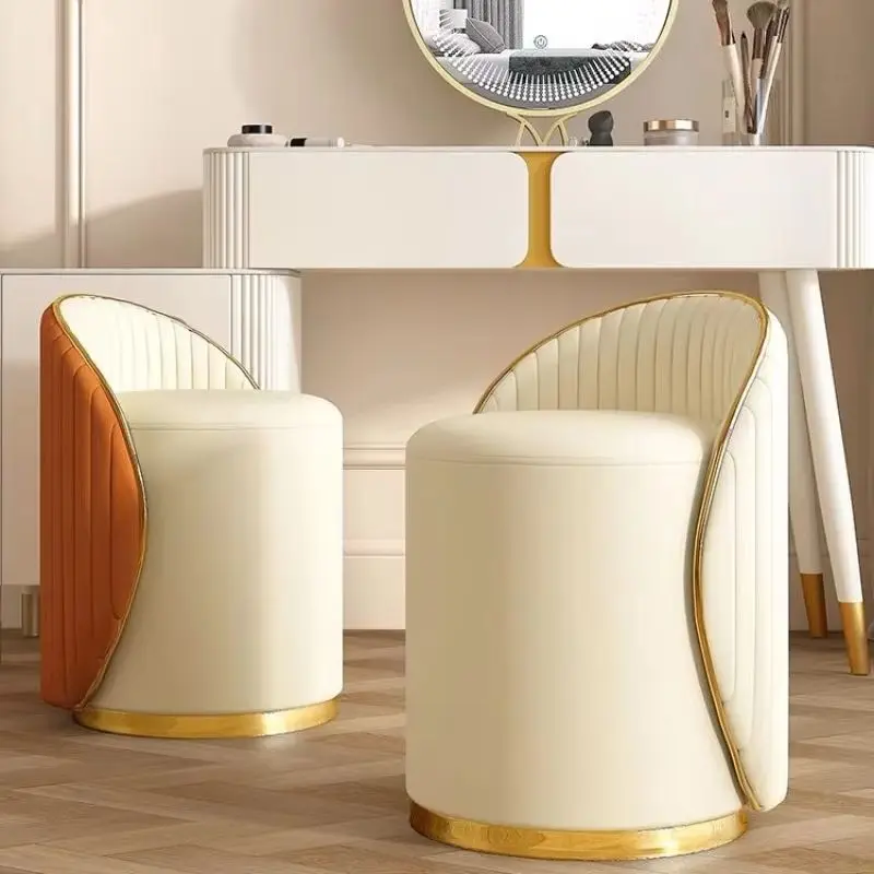 

Nordic Makeup Stool Rotating Bedroom Household Small Stool Backrest Ottomans Dressing Stools Nail Stools Light Luxury Ottomans