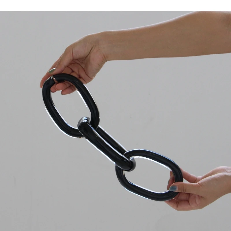

Glass Handicrafts Hollowed-out Chain Geometric Buckle Handmade Glass Chain Hemp Rope Home Decoration Accessories