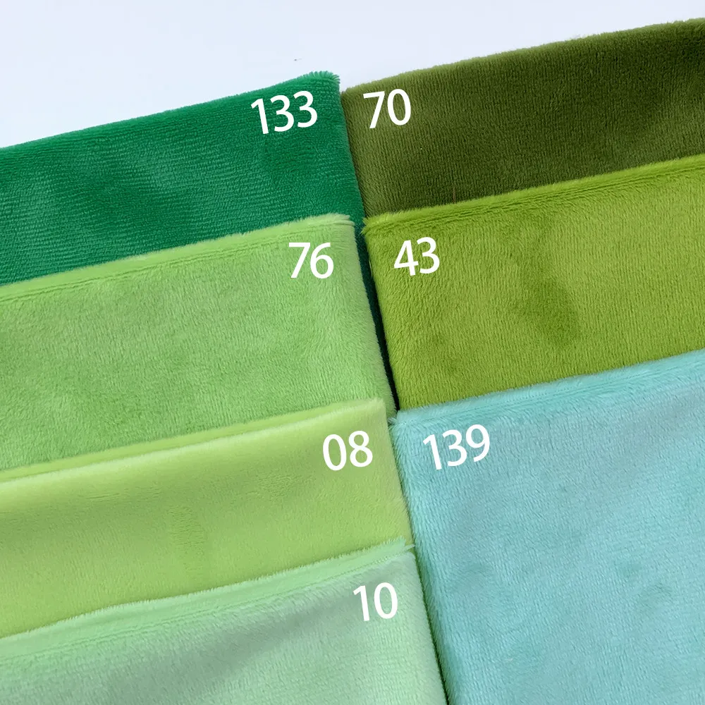 1.5mm Short Plush Ultra Soft Fabric for Encryption Thicken Green Color Series Doll Fashion Design Cloth Sewing Material