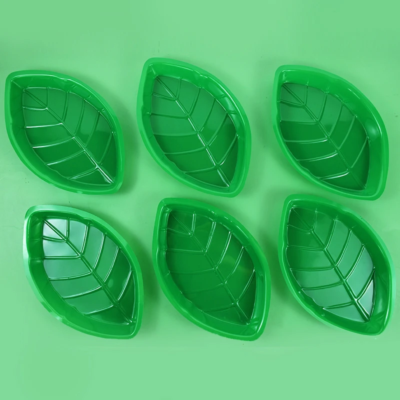 6Pcs Green Palm Leaf Plate Popcorn Plate Summer Luau Birthday Party Decorations Hawaiian Aloha Theme Party Candy Cookies Plates