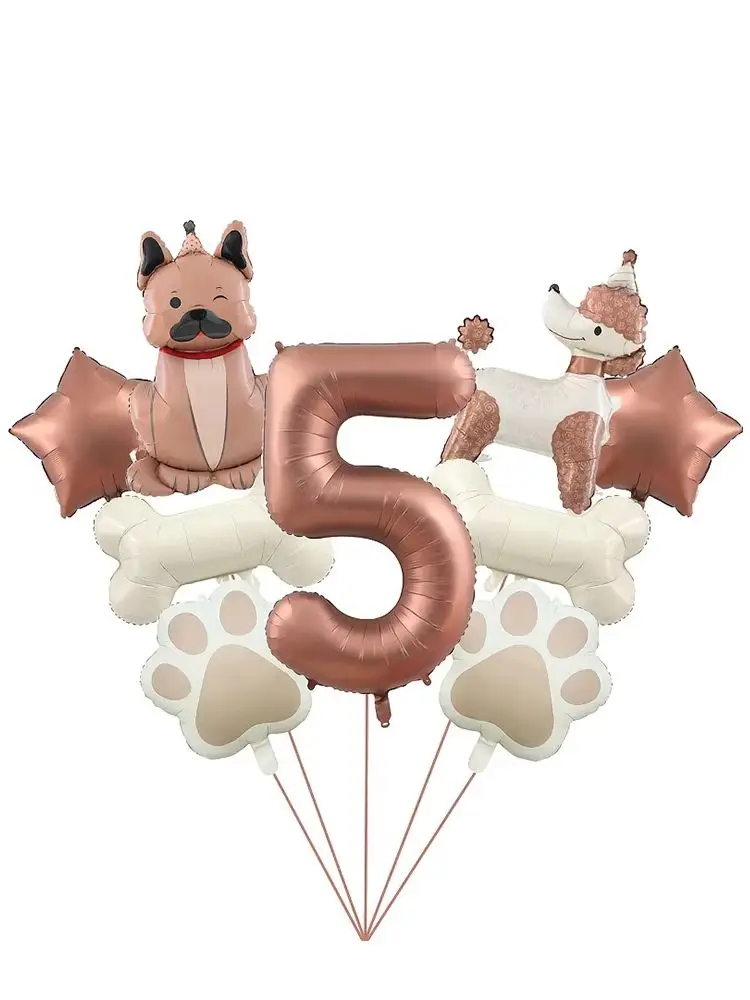 Hunde-Geburtstags-Ballondekorationsset Pudel Bulldogge Hundeknochen Hundepfote Ballonset Hundeparty-Dekoration Welpen-Hunde-Geburtstagsdekoration