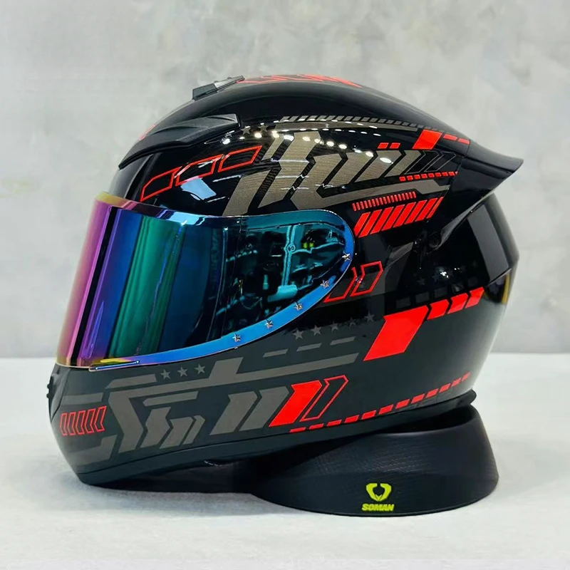 خوذة دراجة نارية مريحة للغاية باللون الأحمر بالإضافة إلى كاملة الوجه مع بطانة ماصة للرطوبة وتهوية قابلة للتعديل للتنقل اليومي