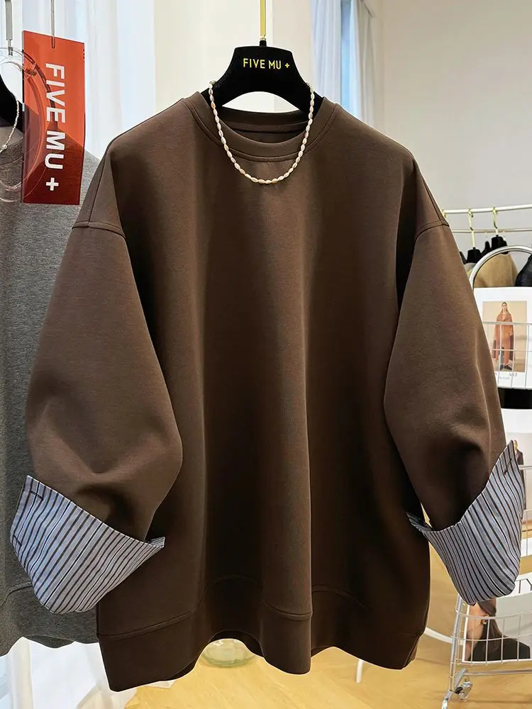 ماتاكاوا هوديس النساء بلايز وهمية 2 قطعة المشارب ربيع الخريف بلوزات الكورية موضة فضفاضة بسيطة شيك سوداديراس موهير