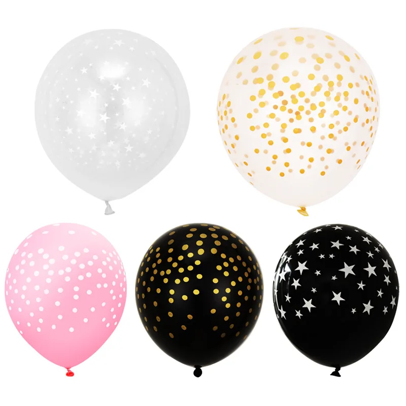 

30pcs12 Inch Gypsophila Latex Balloon Printing Five-pointed Star Golden Polka Dot Latex Balloon Layout Atmosphere New Year