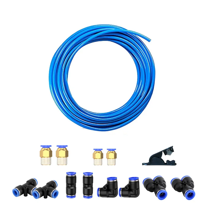 6x4 8x5 Pneumatic Tubing Orange PU Air hose Pipe Tube Kit 5/32 inch or 4mm OD 2.5mm 10 Meter With PC PE Fitting and Tube Cutter