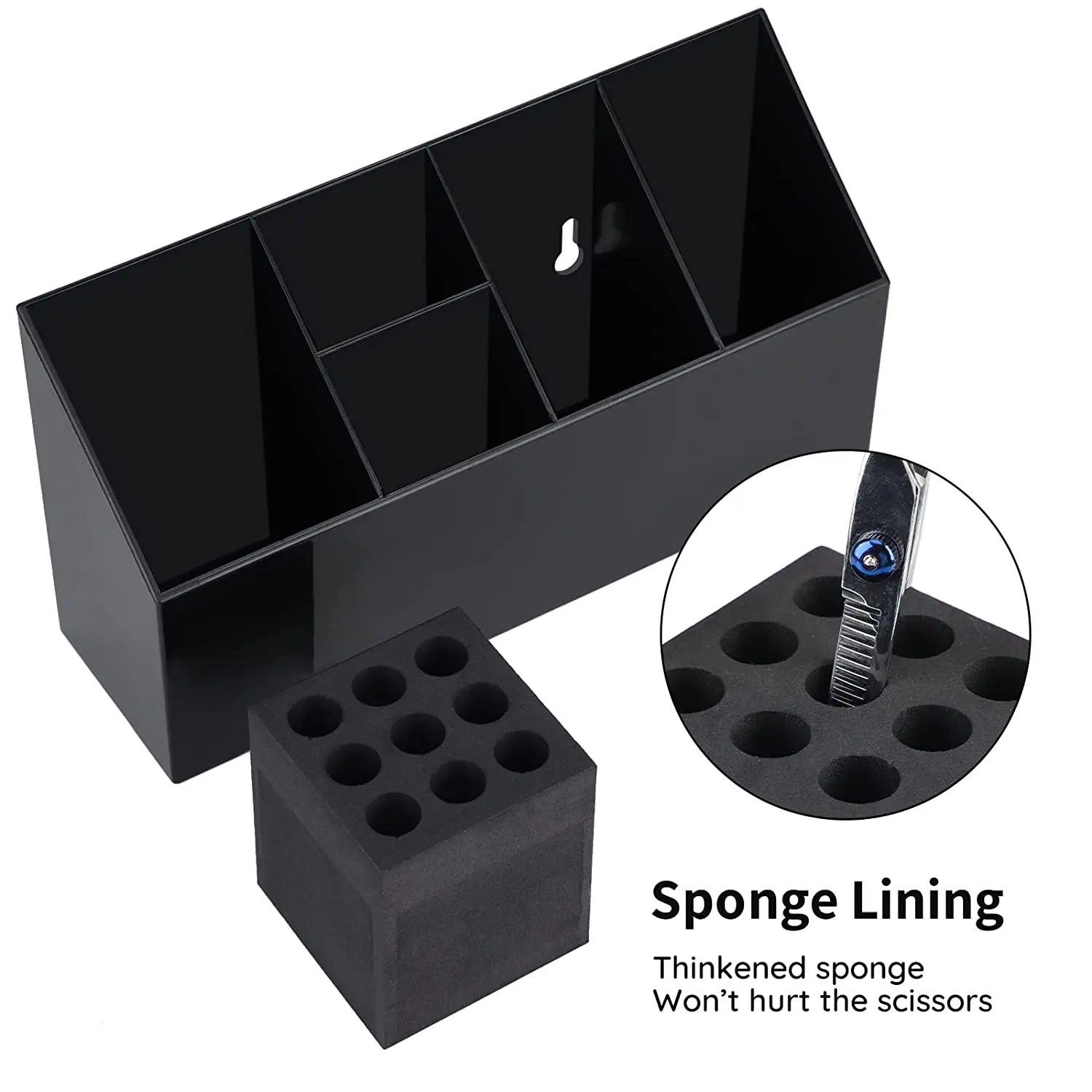 Barber Tool Storage Box 26.5x14cm Black White
