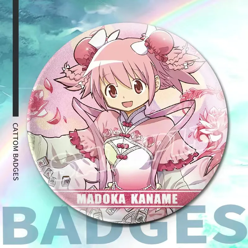 Anime Puella Magi Madoka Magica Figures Kaname Madoka Akemi Homura Cosplay Metal Badge Bag Pins Fans Christmas Brooch Gifts