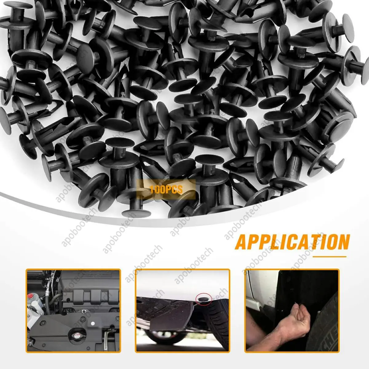 100PCS Nylon Bumper Fastener Rivet Clips for Ford F-550 Super Duty 2011-16 with 1PC Bonus Fastener Remover Auto Repair Tool Set 4
