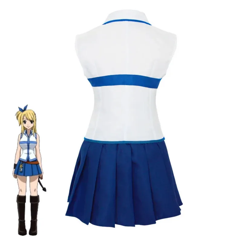 CyAnime FAIRY TAIL Lucy Heartfilia Cosplay Costume Slayers White Shirt Skirt Uniform Headband Wig Woman Sexy Carnival Party Suit