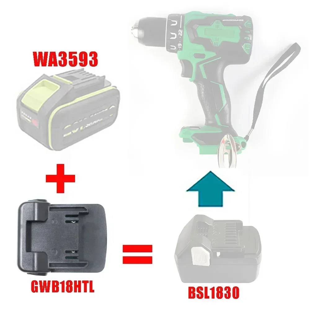 GWB18HTL Adapter Converter For Worx Green 5 Pin Interface Li-ion Battery For Hitachi for Hikoki 18V Lithium Tool BSL1830 BSL1815