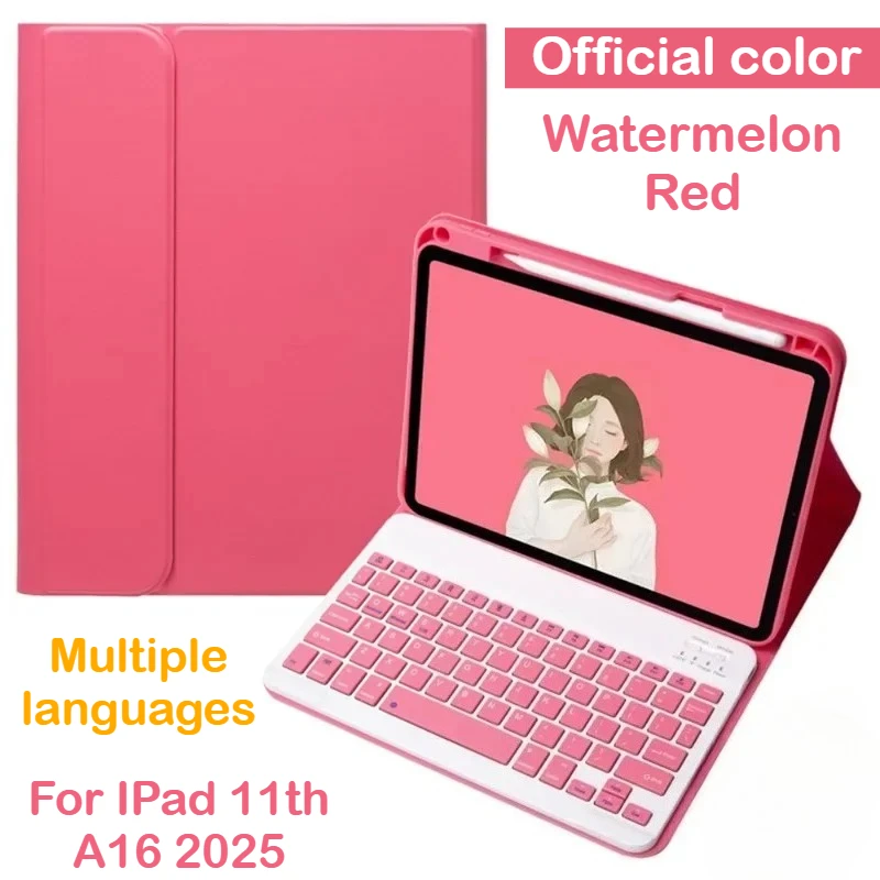 

New Colour Wireless Bluetooth Magnetic Keyboard Case for IPad (A16) 2025 11th Generation Case 10th 11" PU Cover with Pencil Slot