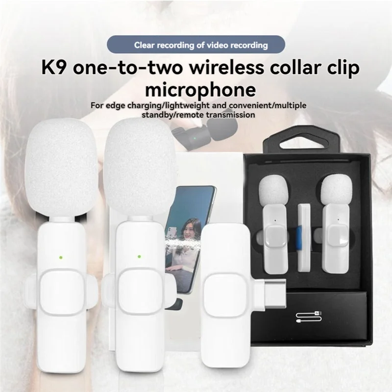 ไมโครโฟนไร้สาย Bluetooth Lavalier หนึ่งถึงสองไมโครโฟนลดเสียงรบกวนไมโครโฟนถ่ายทอดสด