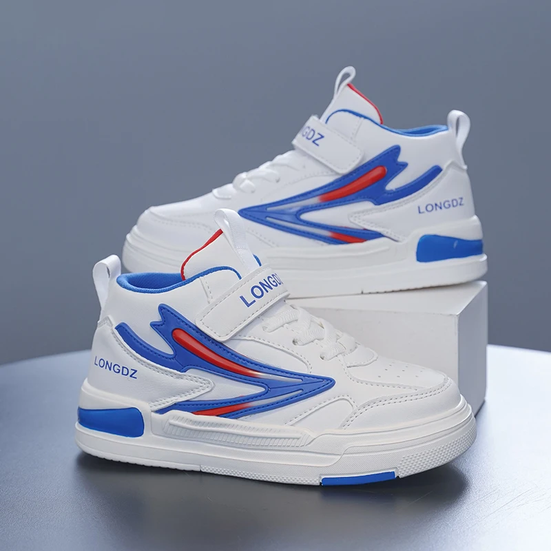 

Осень-зима 2024, новые кожаные кроссовки для детей, повседневная спортивная обувь средней высоты для детей, удобная прогулочная обувь для мальчиков и девочек