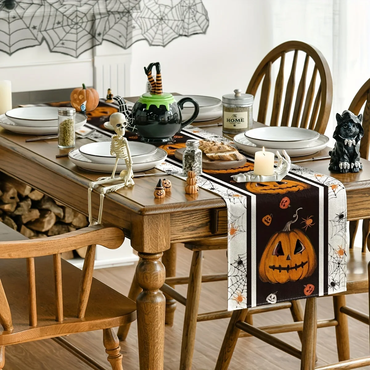 Pumpkin Print Table Runner, Reusable, Family Dinner & Party Table Runner Decor